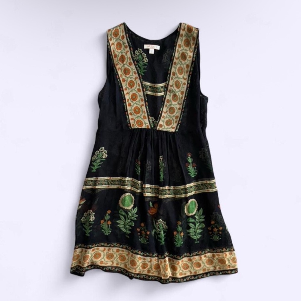 Lux 100% Silk Sheer Deep V Cover Up Top Artistic Print Boho Layer